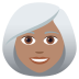 👩🏽‍🦳 woman: medium skin tone, white hair display on JoyPixels